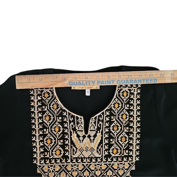 Abyaa Black Embroidered Abaya Dress Made in Jordan Modest Ramadan Eid Kaftan SzS - Picture 12 of 15